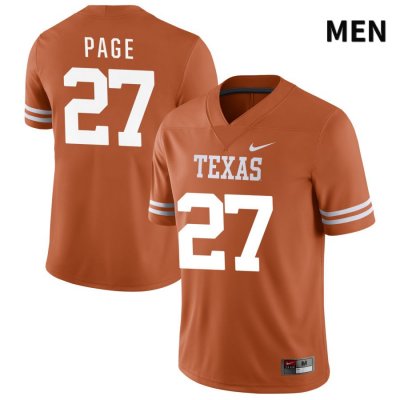 Texas Longhorns Men's #27 Colin Page Authentic Orange NIL 2022 College Football Jersey RKD34P5J